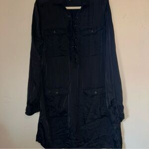 Denim & Supply Ralph Lauren Black Lace-Up Long Sleeve Tunic Dress Sz XL